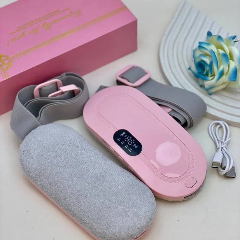Cinturón Térmico Masajeador Recargable para Cólicos Menstruales – Calor + Vibración