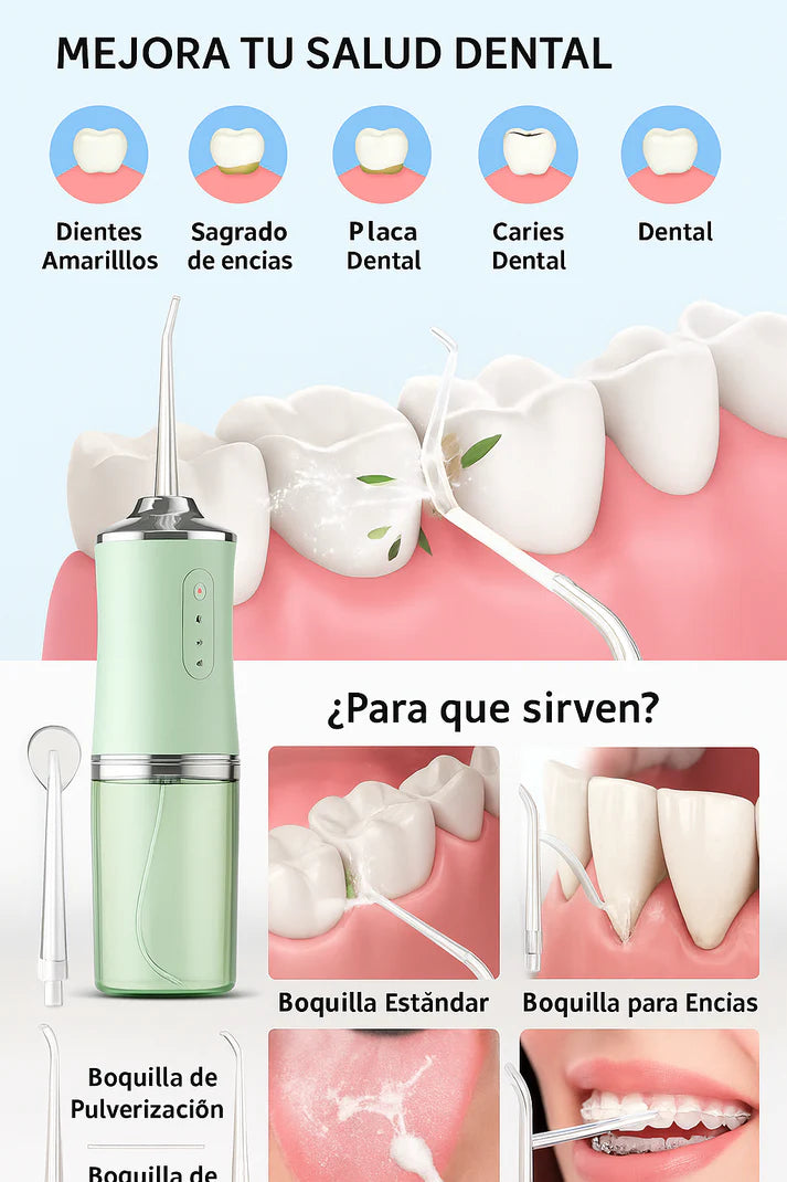 AquaSmile™ | Irrigador Bucal Recargable Limpieza Dental Profunda