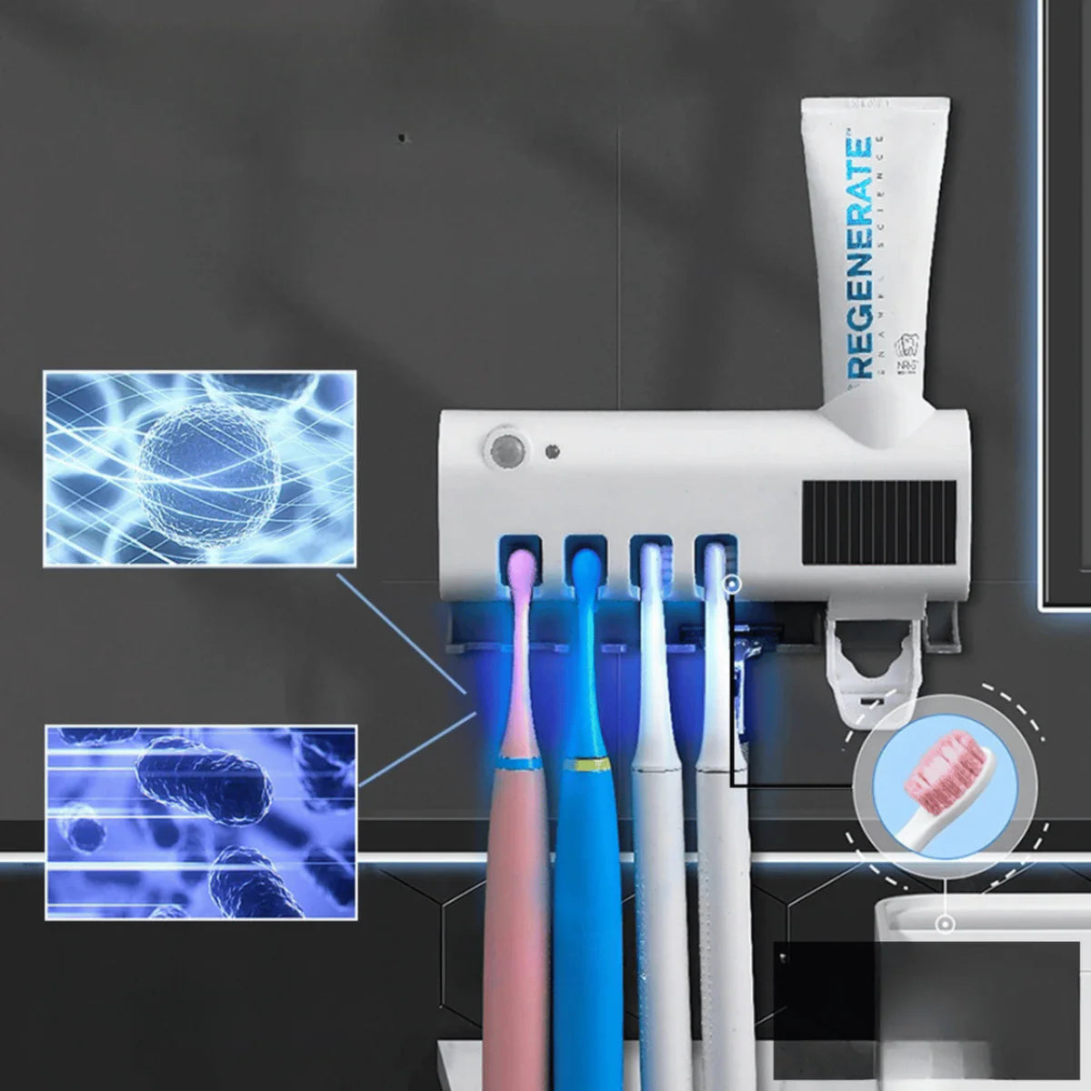 Soporte Esterilizador de Cepillos de dientes UV®