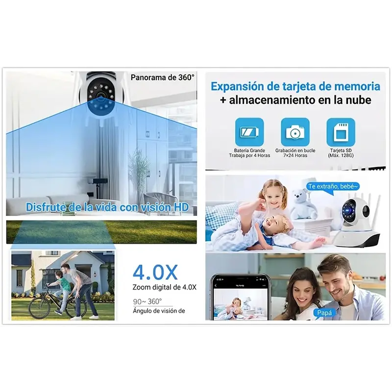 Cámara de Vigilancia 360° 5 Antenas | Ve Todo Desde tu Celular