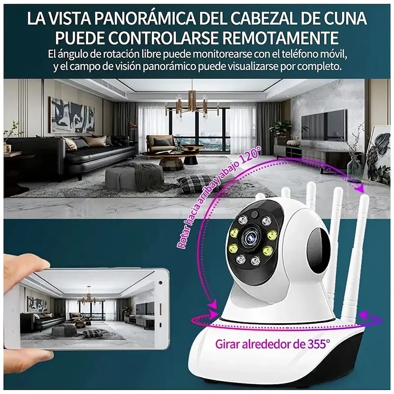 Cámara de Vigilancia 360° 5 Antenas | Ve Todo Desde tu Celular