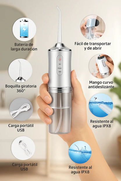 AquaSmile™ | Irrigador Bucal Recargable Limpieza Dental Profunda