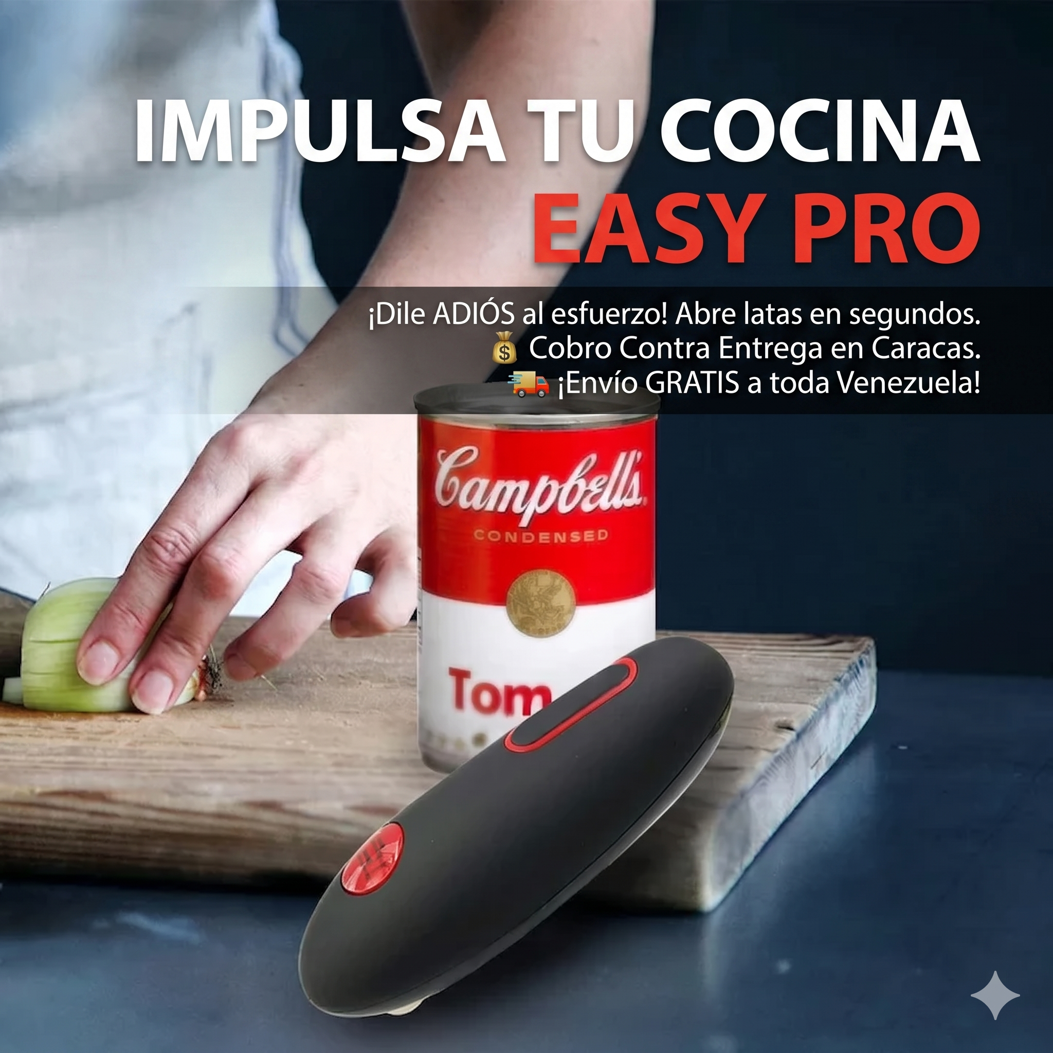 Abrelatas Eléctrico Automático EASY PRO - Sin Esfuerzo y Bordes Seguros