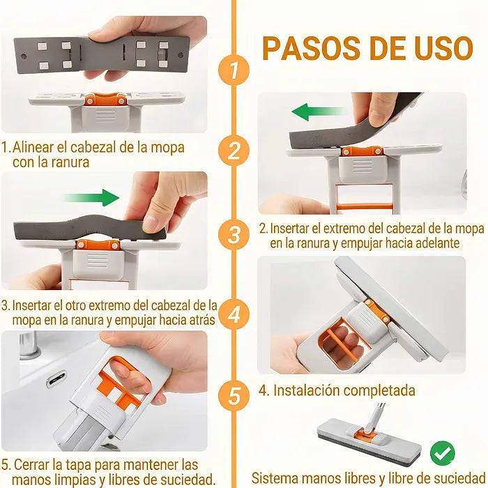 Mini Mopa Autoescurrible – Limpia sin Mojarte las Manos (Pack x2)